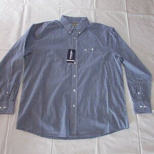 Wrangler Men's XL Long Sleeve Blue White Check Snap Western Shirt